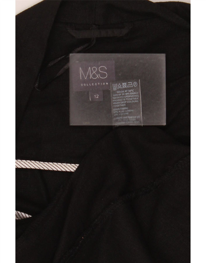 Marks & Spencer Γυναικείο Open Blazer Jacket UK 12 Medium Black Len