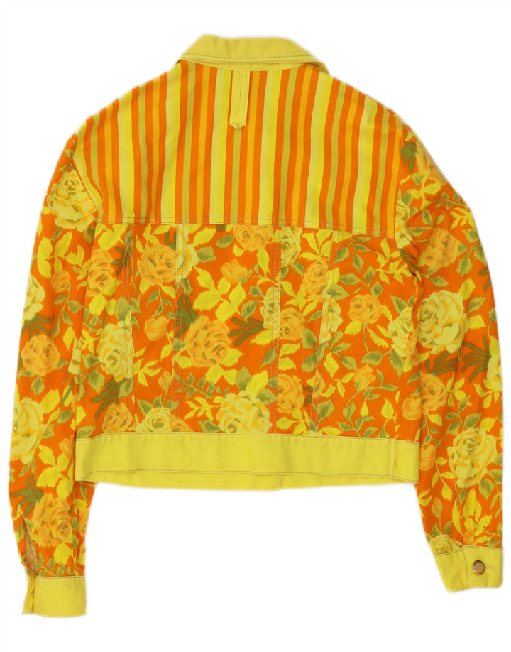 Vintage Γυναικείο Crop Bomber Jacket EU 38 Medium Yellow Floral Βαμβακερό