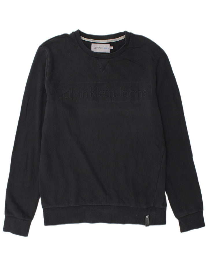 Ανδρικό γραφικό φούτερ Calvin Klein Jeans, μεσαίο μαύρο βαμβακερό