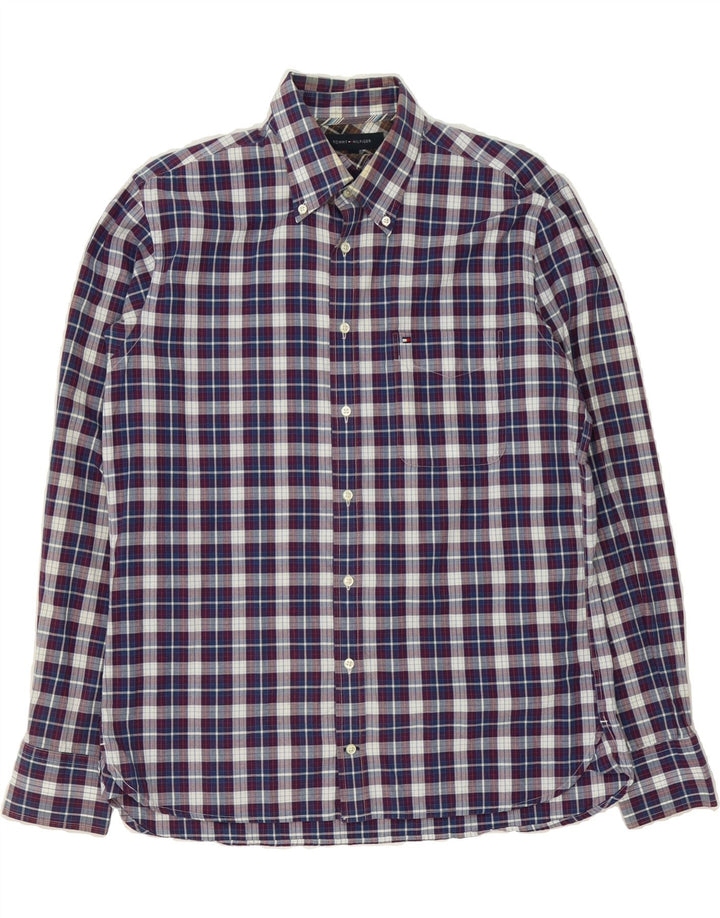TOMMY HILFIGER Mens Shirt Medium Blue Check Cotton Vintage Tommy Hilfiger and Second-Hand Tommy Hilfiger from Messina Hembry 