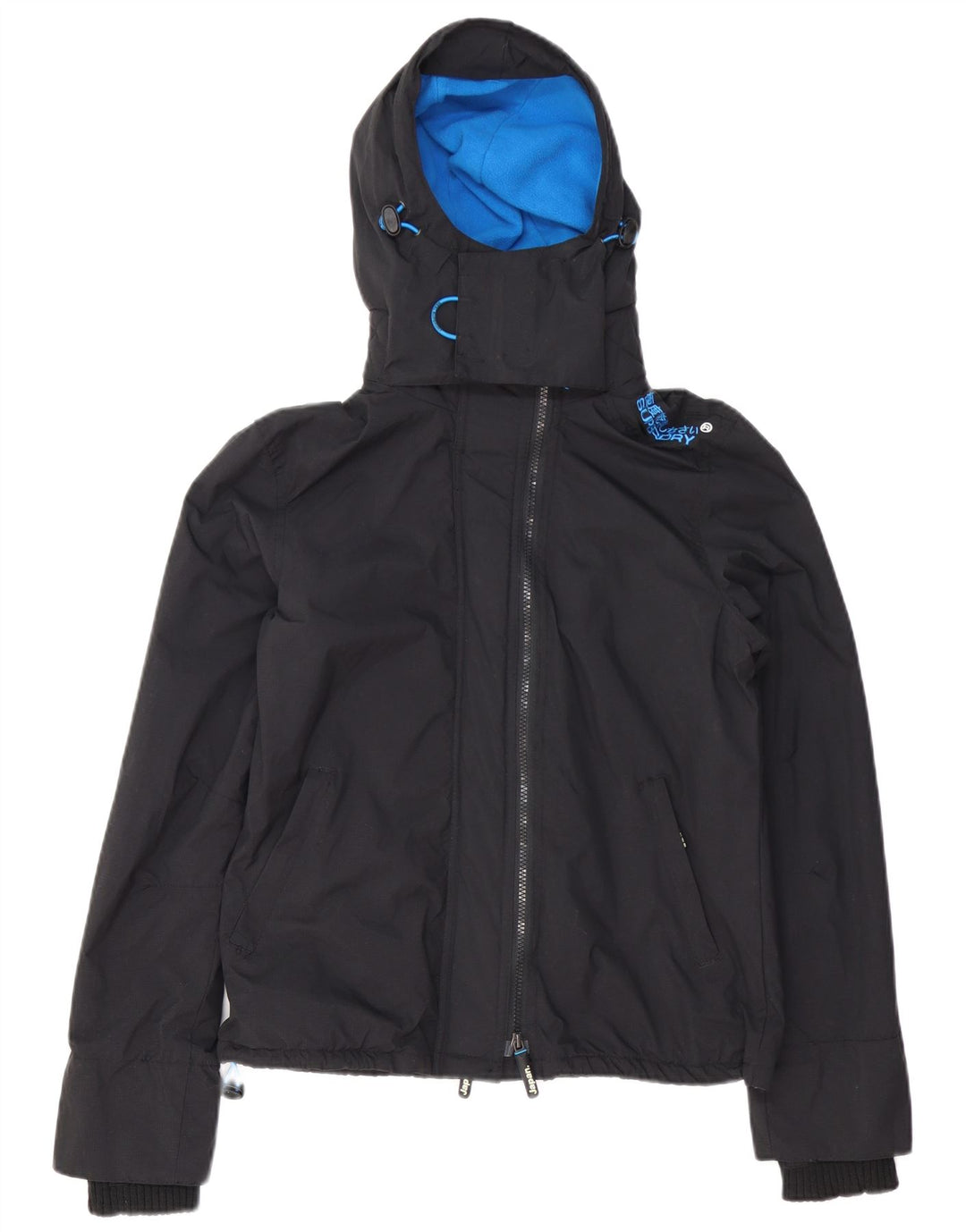 SUPERDRY Γυναικείο Windcheater με κουκούλα Windbreaker Jacket UK 14 Large Black