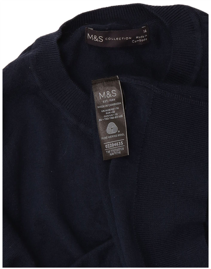 Marks & Spencer Γυναικεία ζακέτα Crop UK 14 Medium Navy Blue Wool