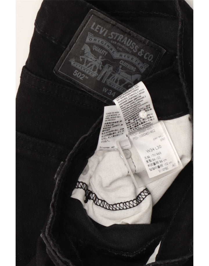 Levi's Mens 502 Tapered Jeans W34 L30 Μαύρο βαμβακερό