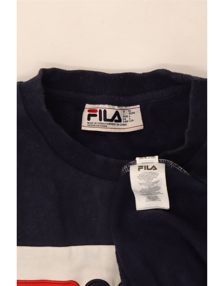 Ανδρικό γραφικό φούτερ Fila Jumper Μεγάλο μπλε μπλε χρώματος βαμβακερό