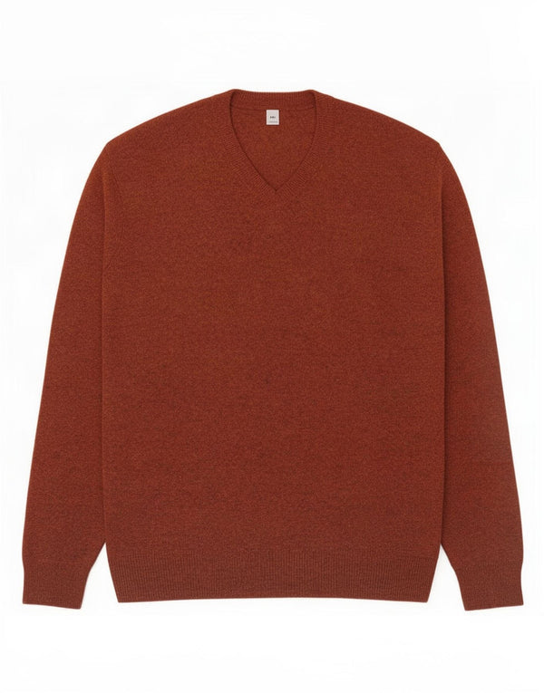 Marks & Spencer Mens V-Neck Jumper Sweater XL Brown Lambswool
