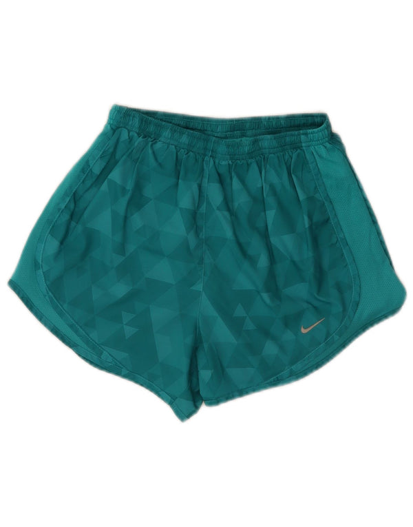 Nike γυναικείο αθλητικό σορτς Dri Fit UK 4 XS τιρκουάζ γεωμετρικό πολυεστέρα