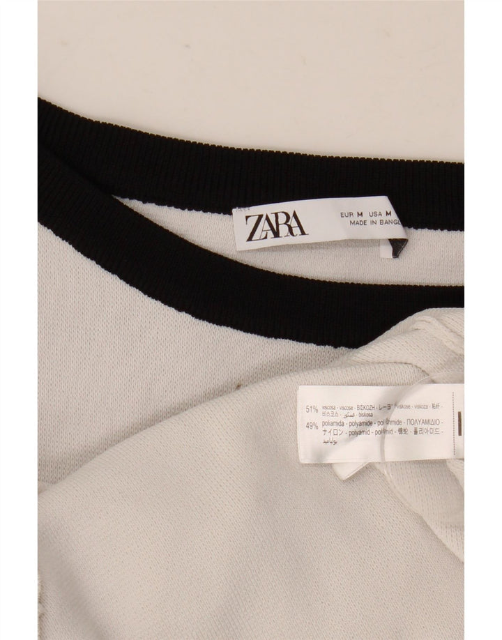Zara Γυναικείο Αμάνικο Φόρεμα A-Line UK 14 μεσαία λευκή βισκόζη