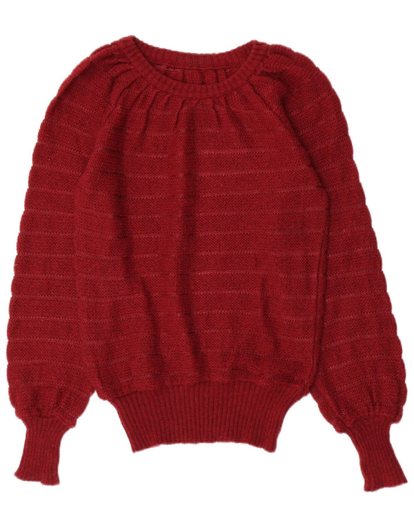 VINTAGE Γυναικείο πουλόβερ με λαιμόκαυστο UK 12 Medium Maroon