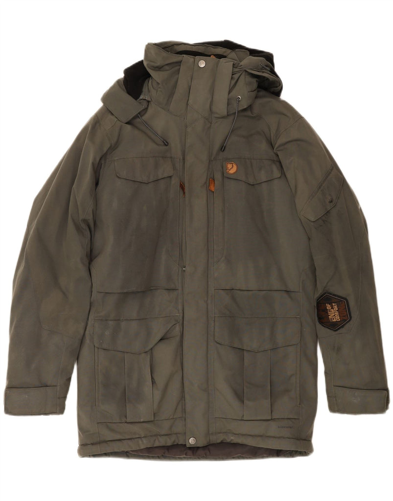 FJALL RAVEN Mens Hooded Windbreaker Jacket UK 36 Small Khaki Vintage Fjall Raven and Second-Hand Fjall Raven from Messina Hembry 