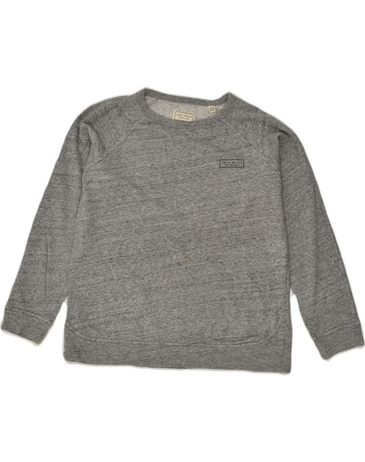 JACK WILLS Womens Oversized Sweatshirt Jumper UK 12 Medium Grey Flecked | Vintage Jack Wills | Thrift | Second-Hand Jack Wills | Used Clothing | Messina Hembry 