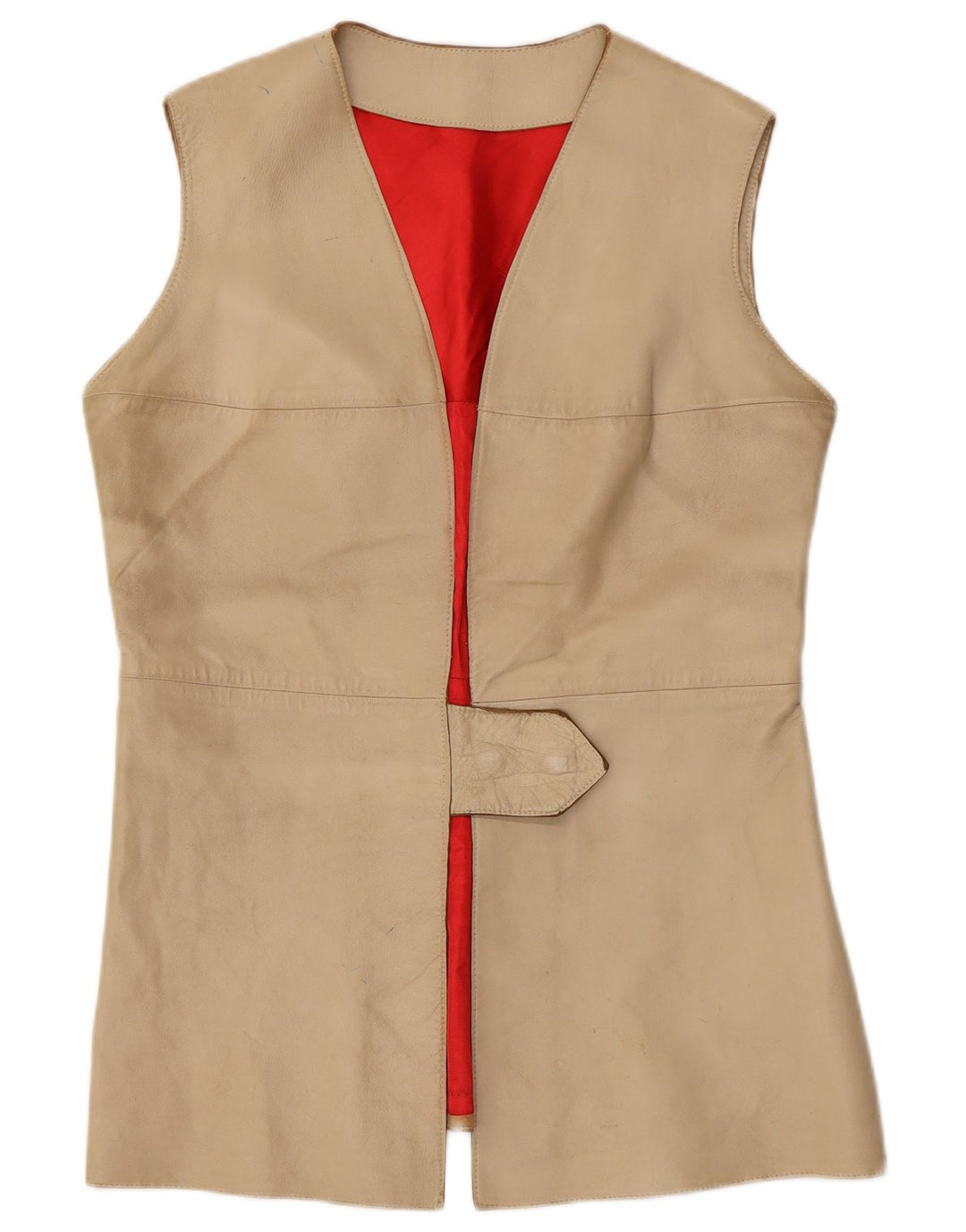 Vintage Γυναικείο Δερμάτινο Gilet IT 38 XS Μπεζ