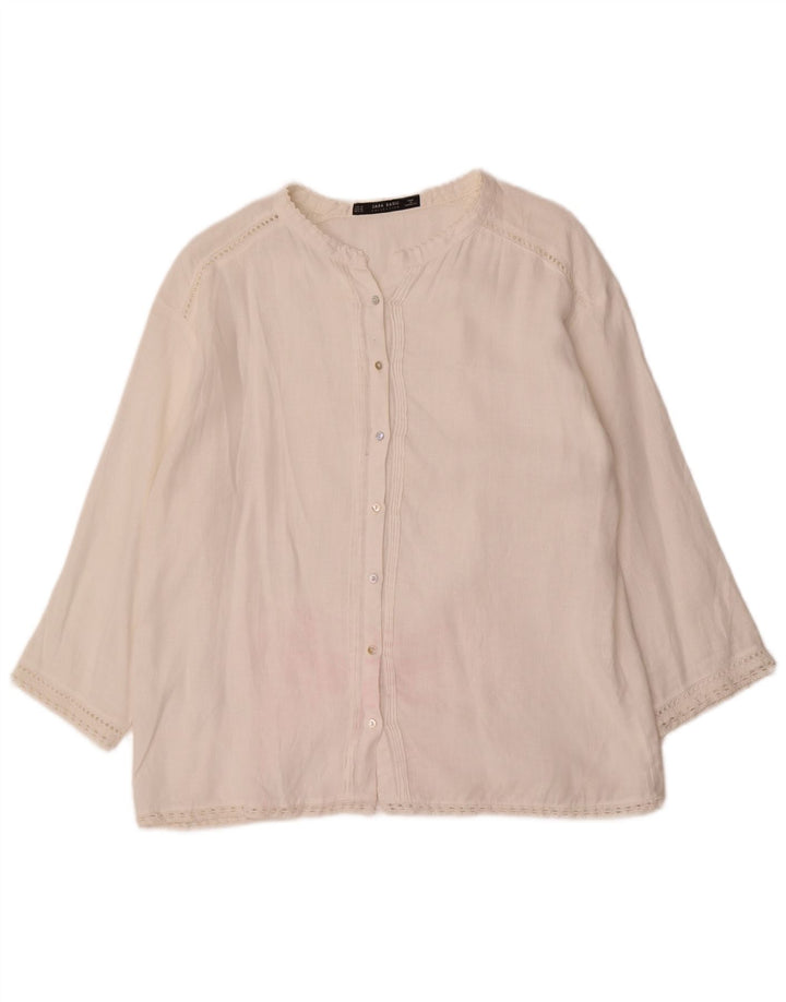 Zara Γυναικείο πουκάμισο Μπλούζα UK 18 XL Λευκό