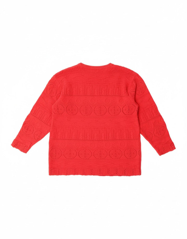 VINTAGE Womens Oversized Crew Neck Jumper Sweater UK 10 Small Red