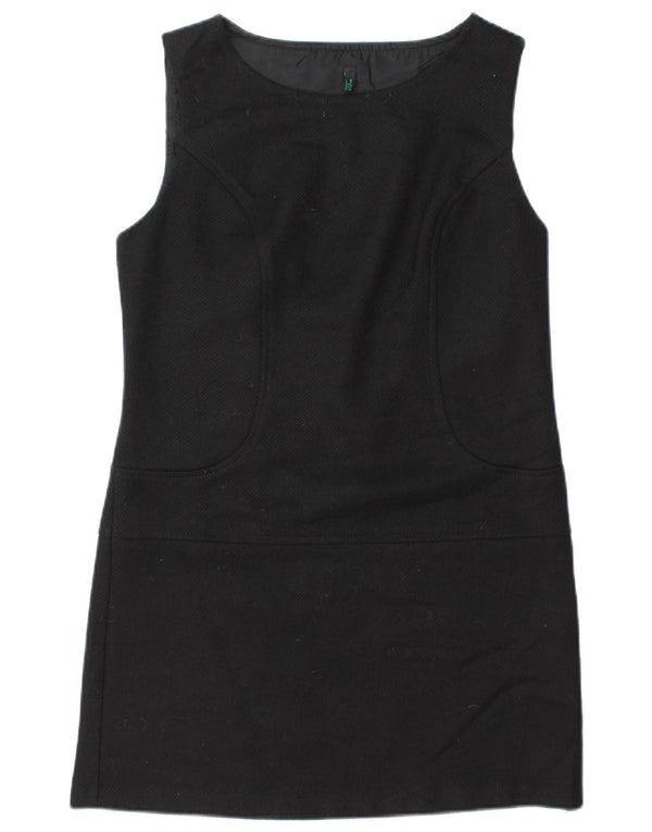 Γυναικείο Αμάνικο Shift Φόρεμα Benetton UK 12 μεσαίο μαύρο μαλλί