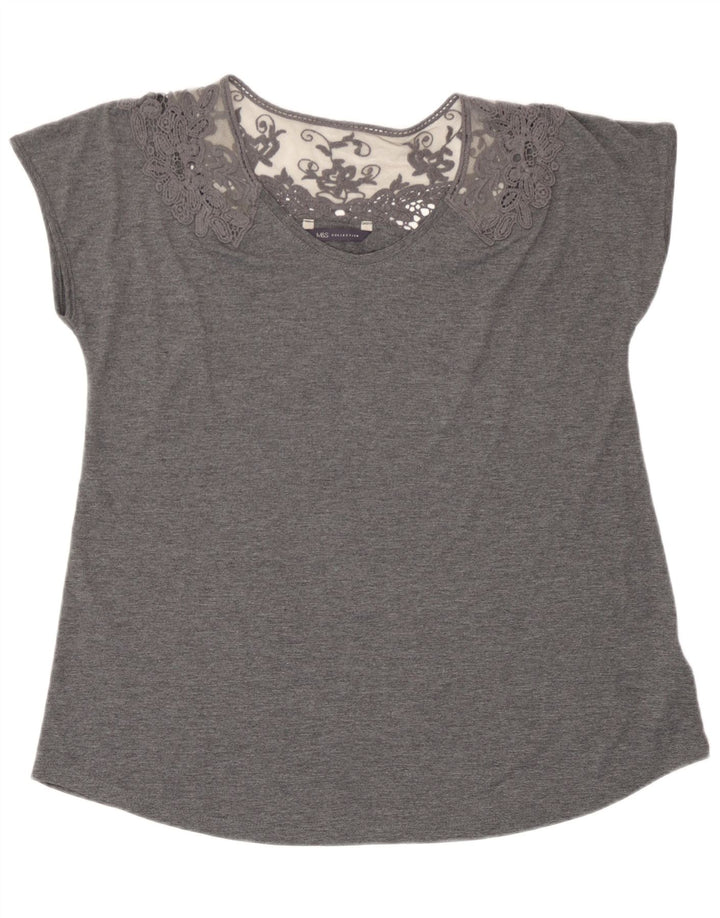 Γυναικεία μπλούζα Marks & Spencer Top UK 14 Large Grey Floral Polyester