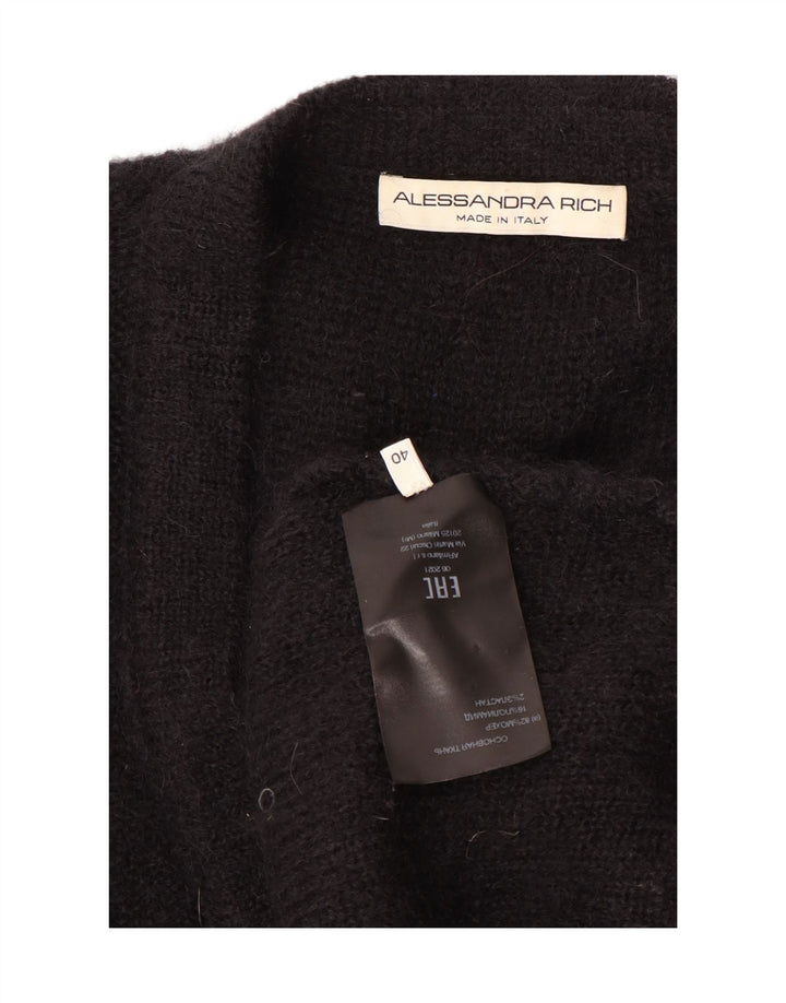 Alessandra Rich Γυναικείο πουλόβερ με ζακέτα IT 40 Small Black Mohair