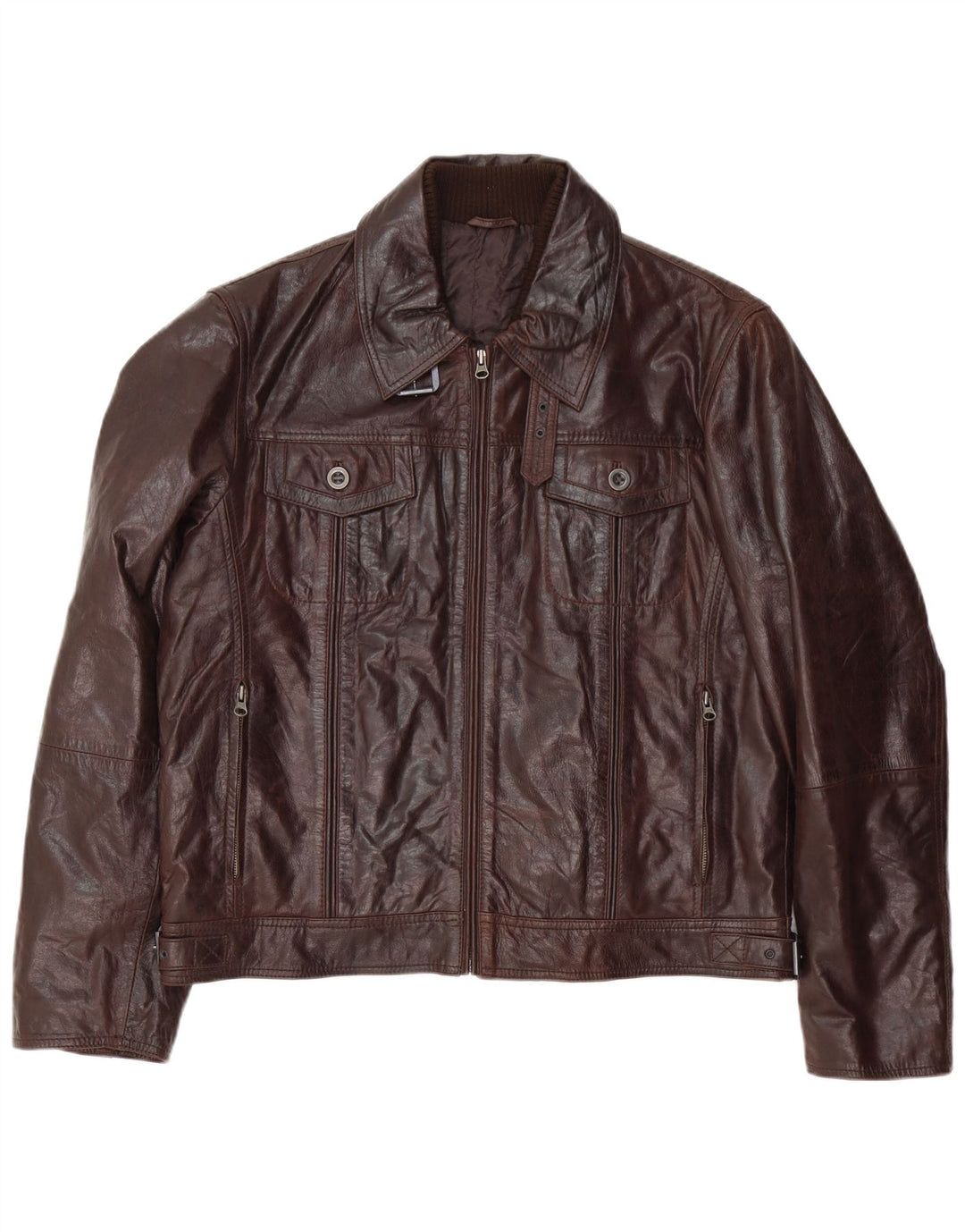 Vintage Ανδρικό Bomber Δερμάτινο Μπουφάν IT 54 2XL Καφέ Δερμάτινο