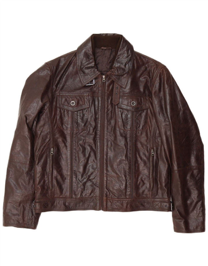 Vintage Ανδρικό Bomber Δερμάτινο Μπουφάν IT 54 2XL Καφέ Δερμάτινο