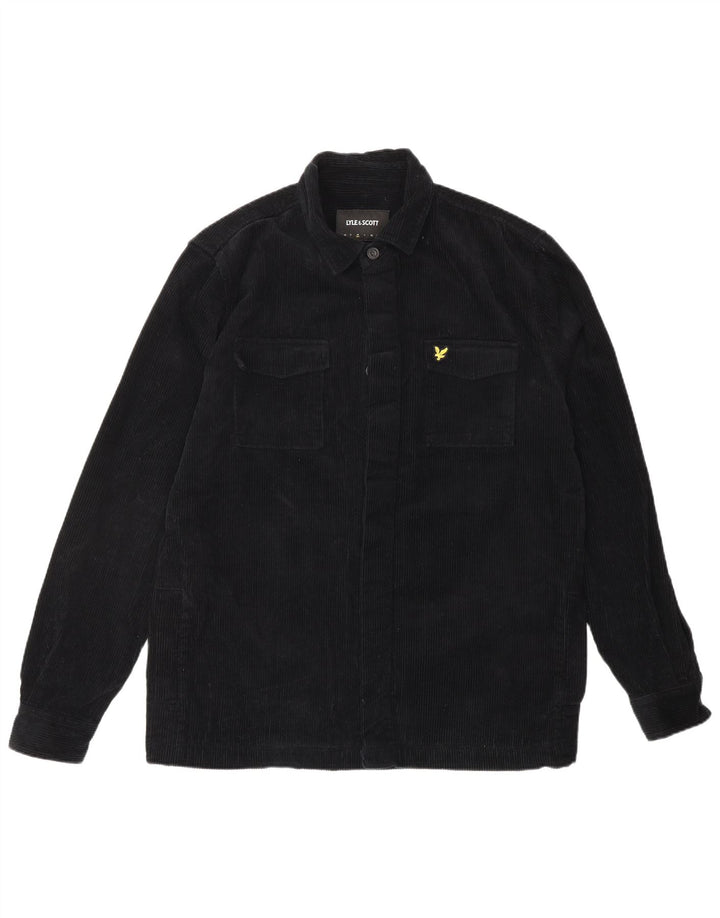 Ανδρικό κοτλέ πουκάμισο LYLE & SCOTT Μεσαίο μαύρο βαμβακερό