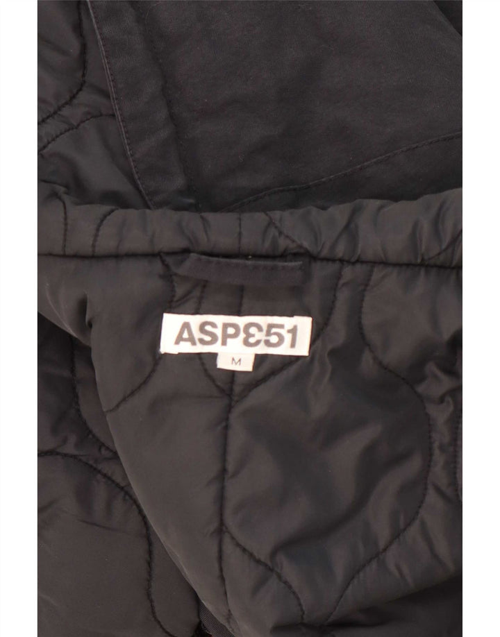 Vintage γυναικείο μπουφάν Parka με κουκούλα UK 14 Medium Black Polyamide