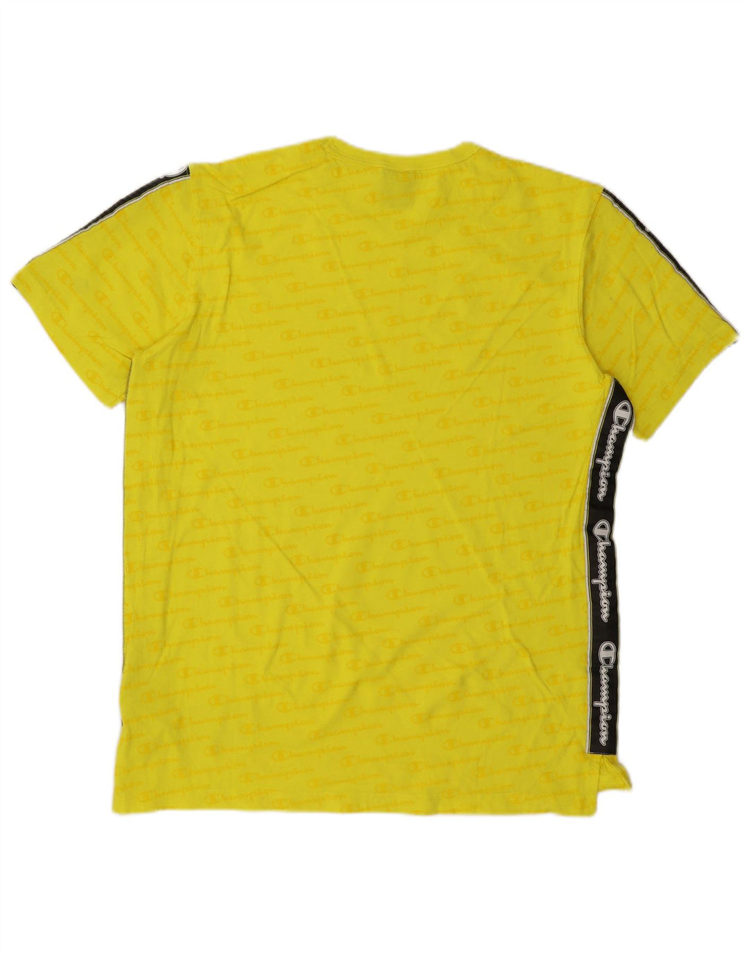 CHAMPION Ανδρικό γραφικό T-Shirt Top Large Yellow Colourblock Βαμβακερό