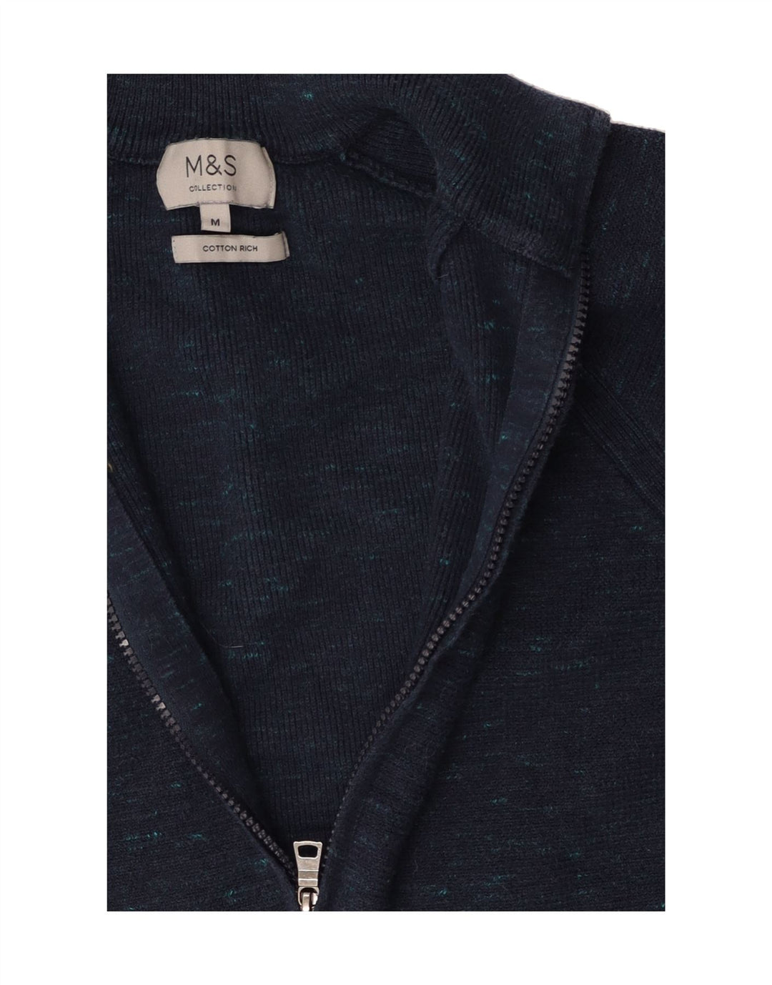 MARKS & SPENCER Womens Cardigan Sweater UK 14 Medium Navy Blue Flecked Vintage Marks & Spencer and Second-Hand Marks & Spencer from Messina Hembry 