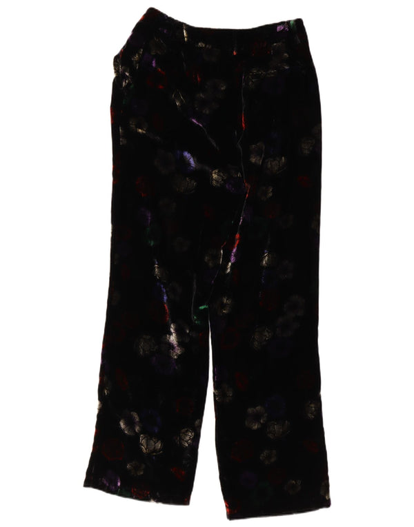 Topshop Womens High Waist Chino Trousers UK 8 Small W26 L28 Black Floral