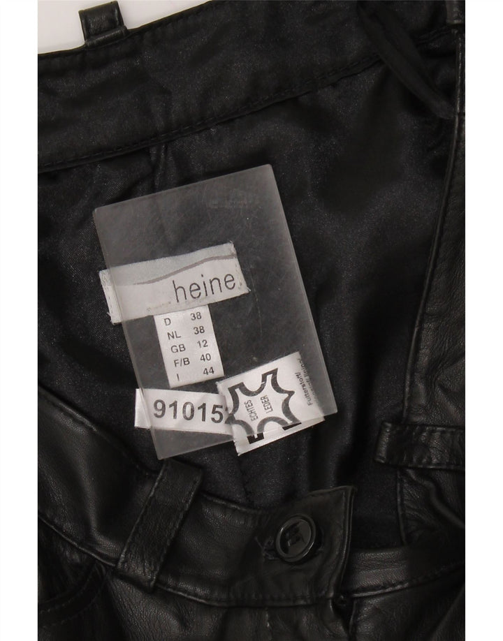 Γυναικείο λεπτό δερμάτινο παντελόνι HEINE UK 12 Medium W30 L31 μαύρο δέρμα