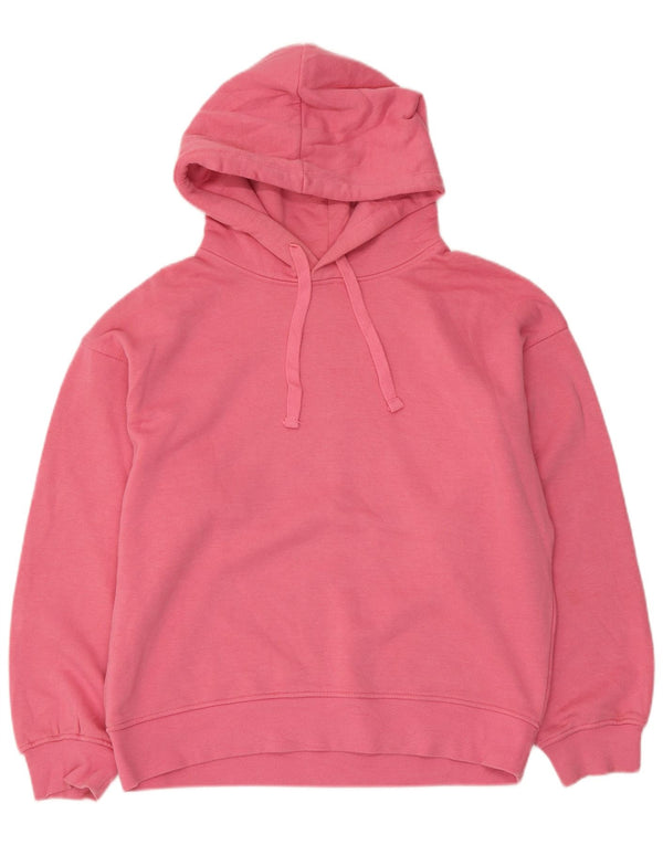 Zara Γυναικείο Hoodie Jumper UK 14 Medium Pink Βαμβακερό