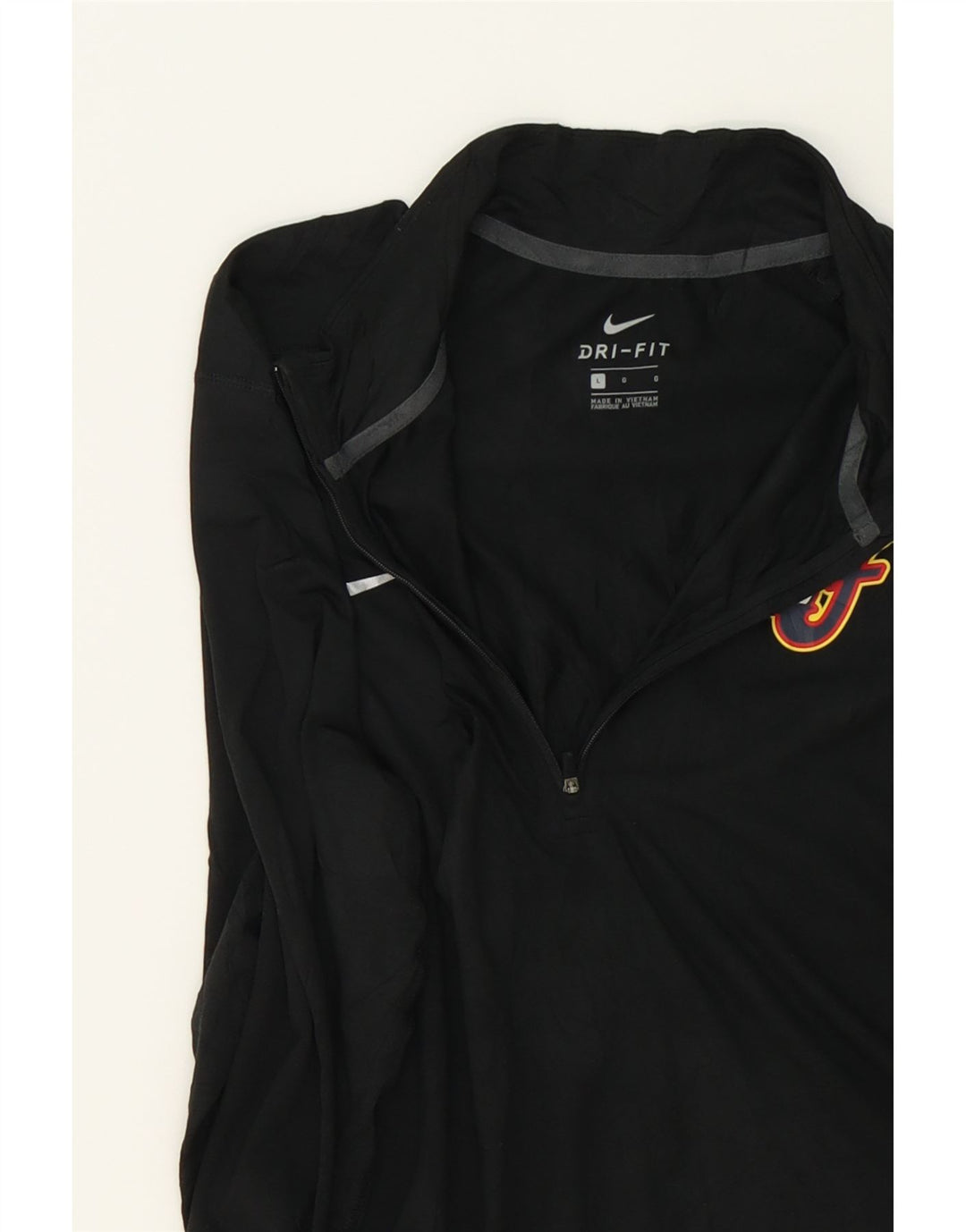 NIKE Mens Dri Fit Graphic Zip Neck Pullover Tracksuit Top Large Black Vintage Nike and Second-Hand Nike from Messina Hembry 