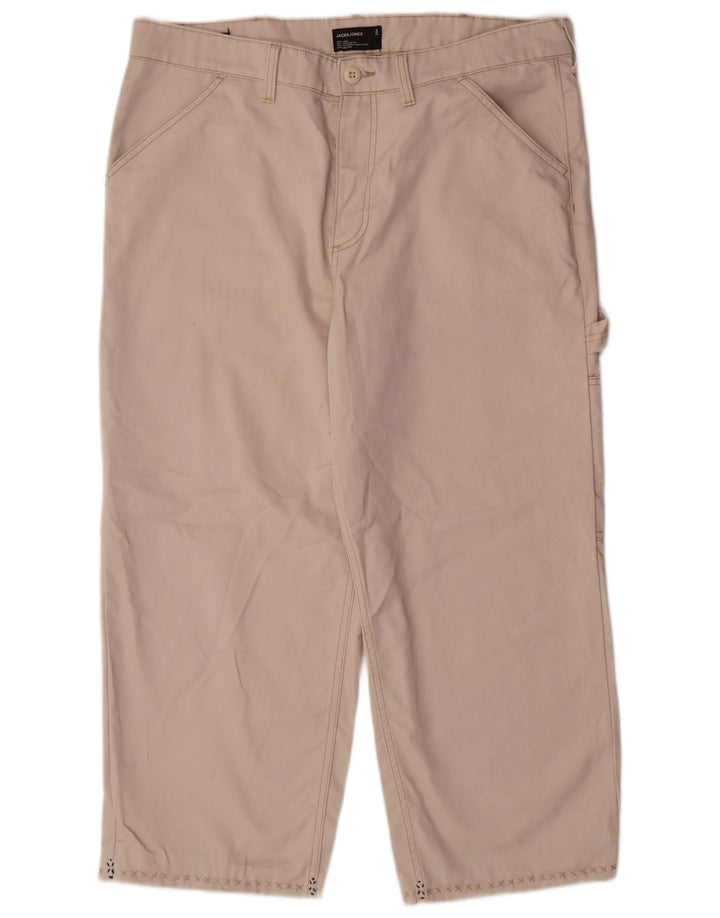 JACK & JONES Ανδρικό παντελόνι Cargo Cropped W36 L23 Beige Polyester