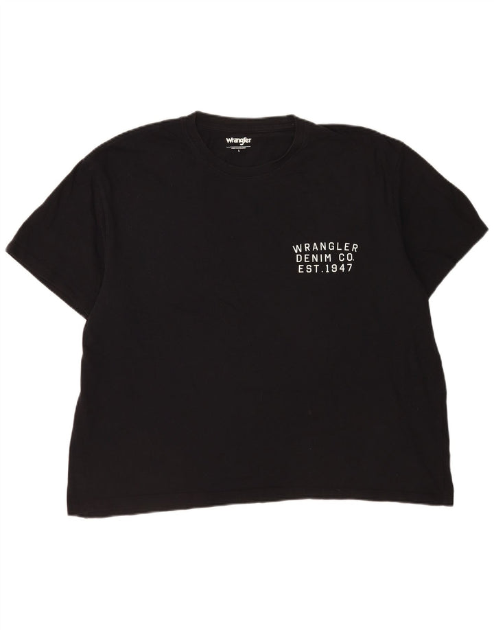 Ανδρικό T-Shirt Wrangler Top μεγάλο μαύρο βαμβακερό