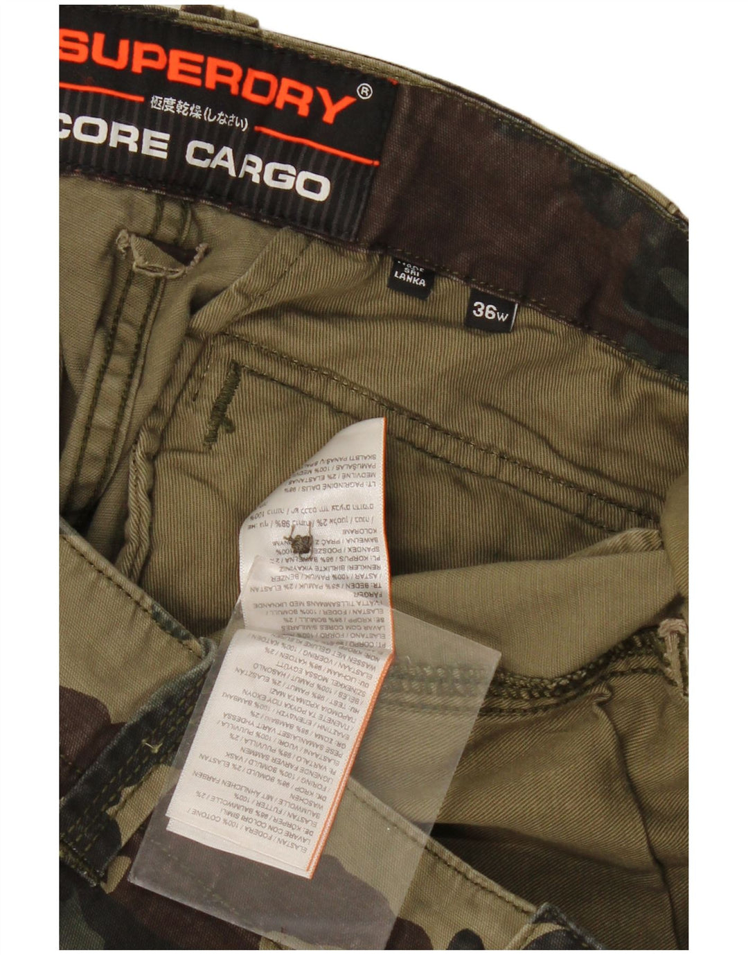 Ανδρικό σορτς Cargo Superdry W36 Large Khaki Camouflage Cotton Army