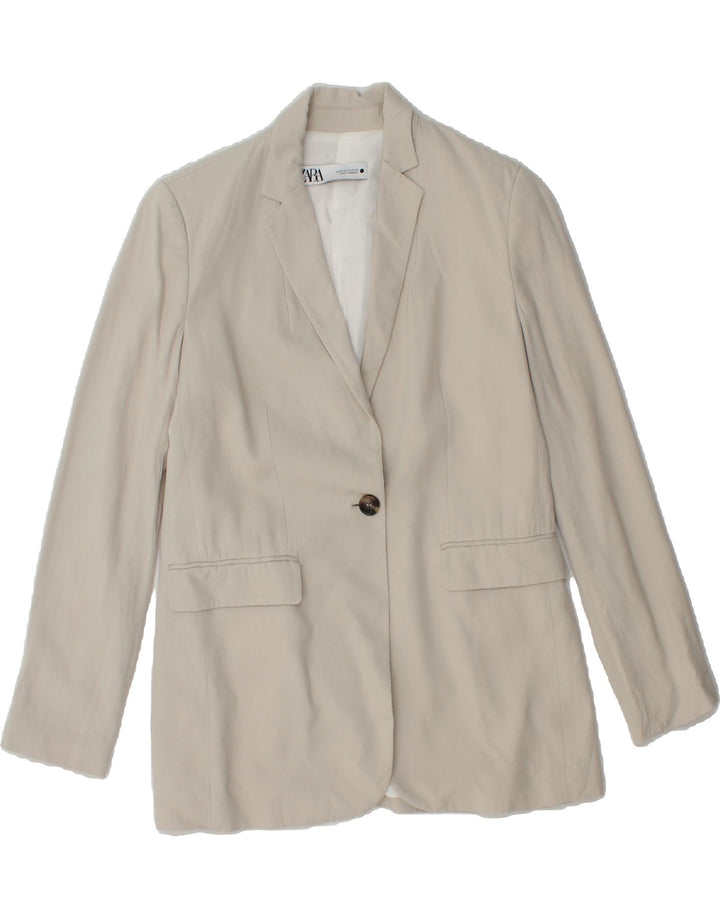 ZARA Womens 1 Button Blazer Jacket UK 6 XS White Vintage Zara and Second-Hand Zara from Messina Hembry 