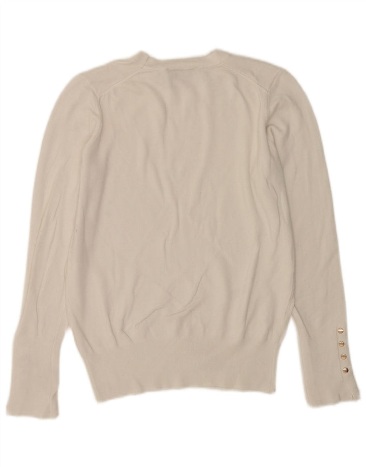 Zara Γυναικείο πουλόβερ με λαιμόκοψη UK 12 Medium White