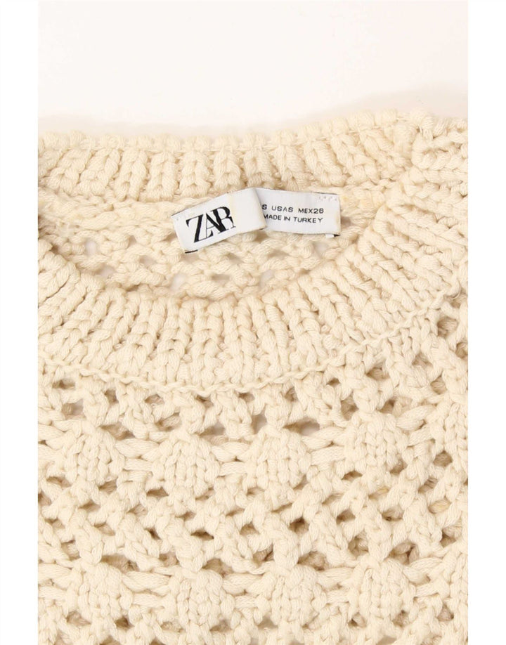 Zara Γυναικείο πλεκτό See Through Top UK 8 Small Beige Acrylic