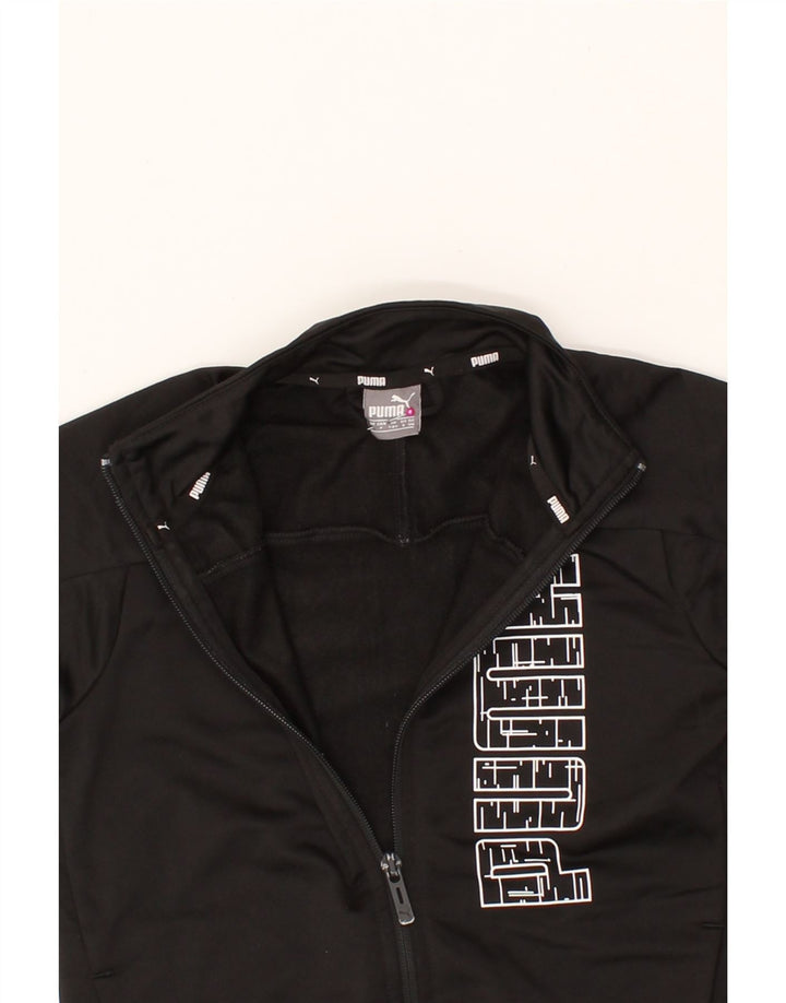 PUMA Boys Graphic Tracksuit Top Jacket 7-8 Years Small  Black Polyester Vintage Puma and Second-Hand Puma from Messina Hembry 