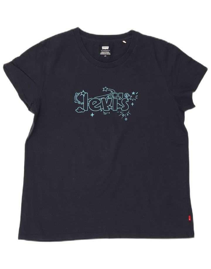 Γυναικείο γραφικό μπλουζάκι Levi's Top UK 14 Large Navy Blue