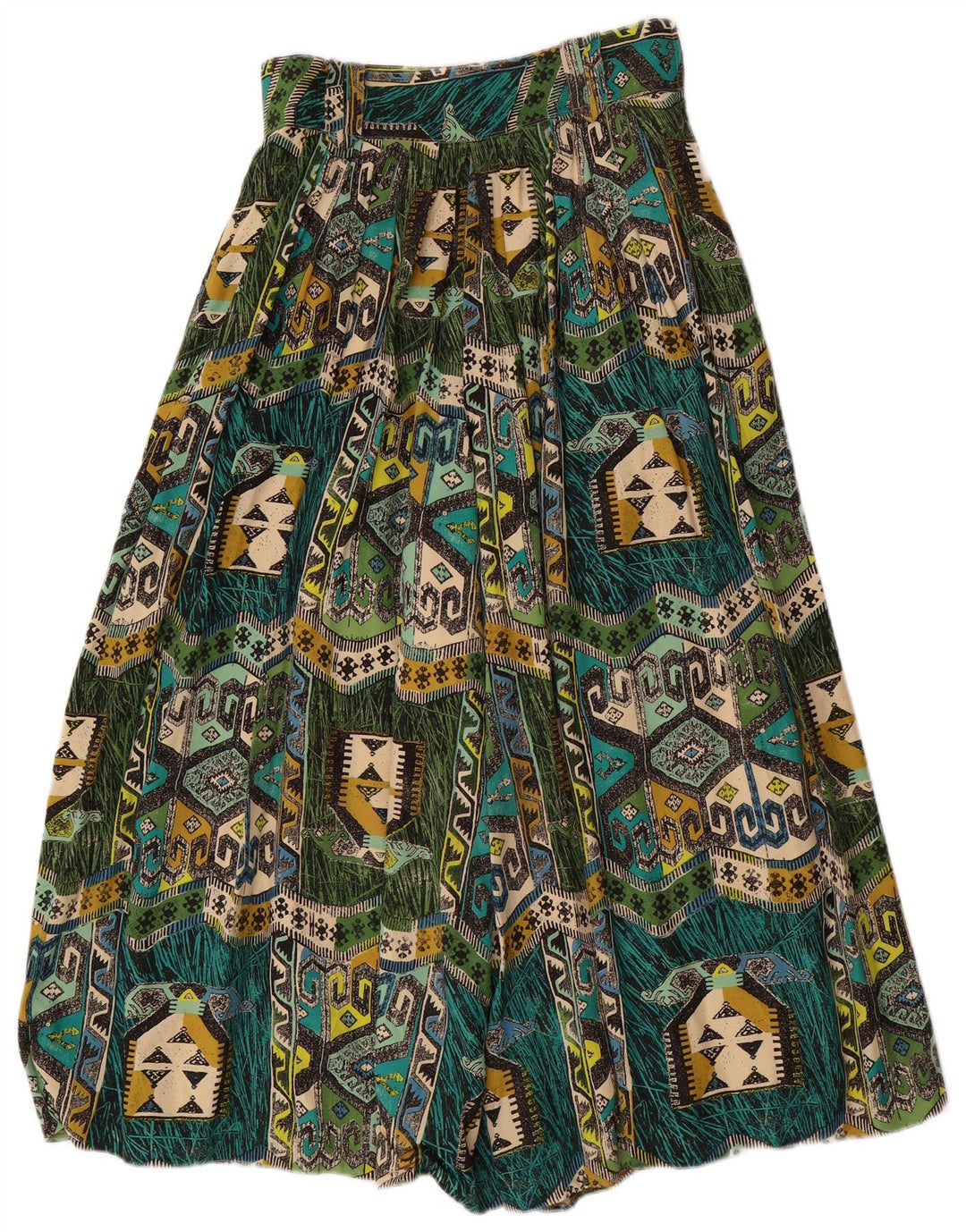 Γυναικείο παντελόνι χαρέμι VINTAGE W28 L22 Πράσινη γεωμετρική βισκόζη