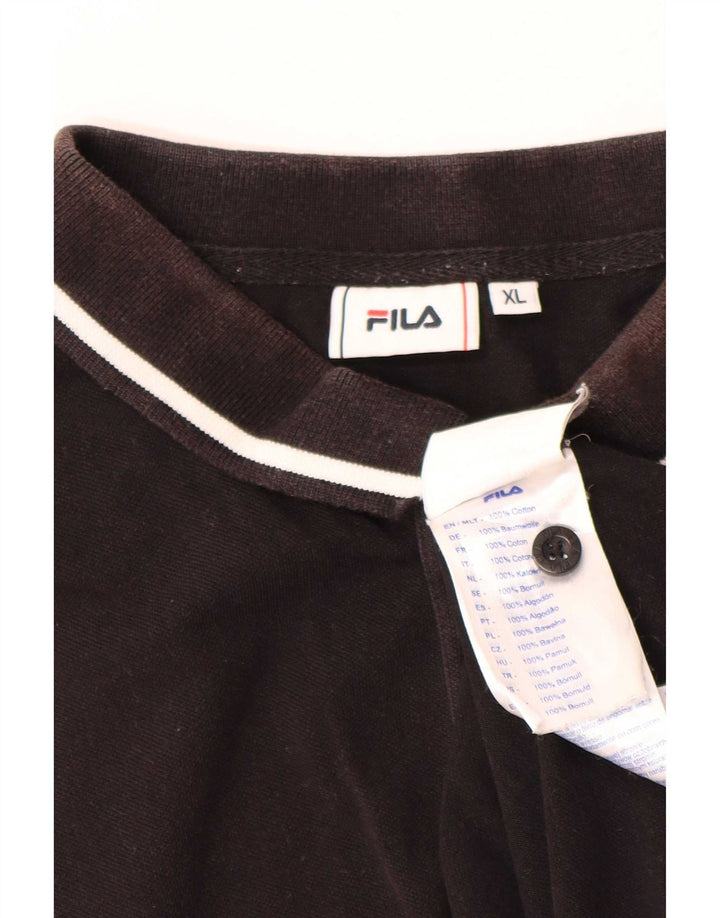 Ανδρικό πουκάμισο πόλο Fila XL Μαύρο βαμβακερό
