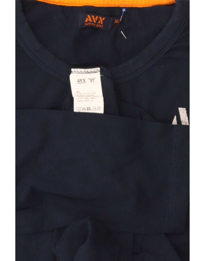 Ανδρικό γραφικό τοπ Avirex μακρυμάνικο XL Navy Blue βαμβακερό