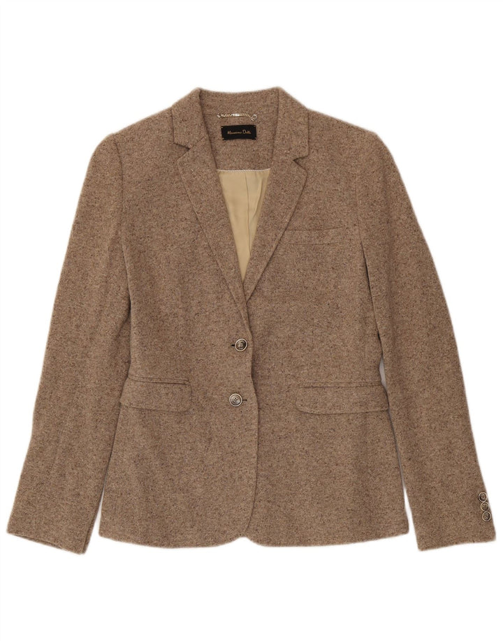 Massimo Dutti Γυναικείο πλεκτό σακάκι με 2 κουμπιά μπλέιζερ EU 40 με μέτριο μπεζ φλύκταινα