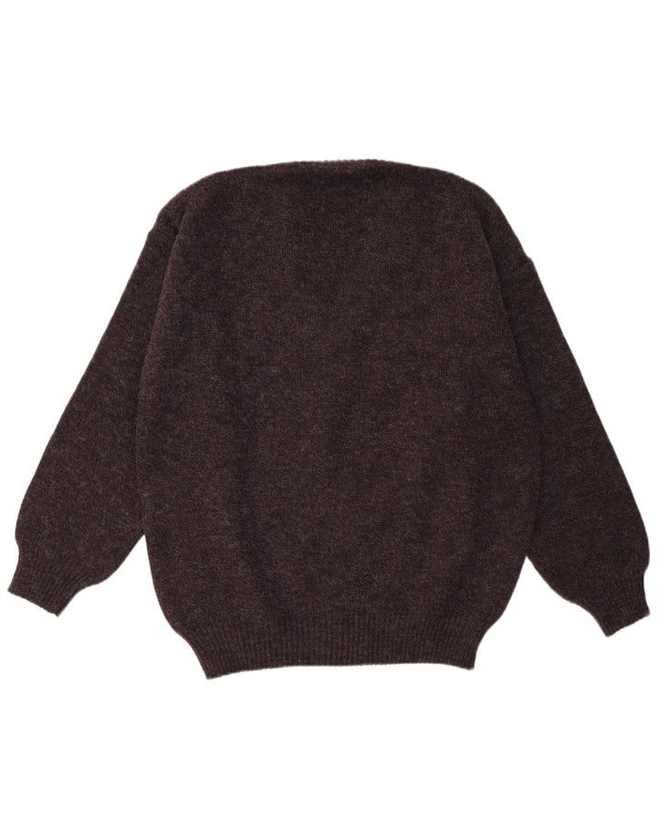 Vintage ανδρικό πουλόβερ με λαιμόκοψη IT 52 μεγάλο γκρι γεωμετρικό ακρυλικό