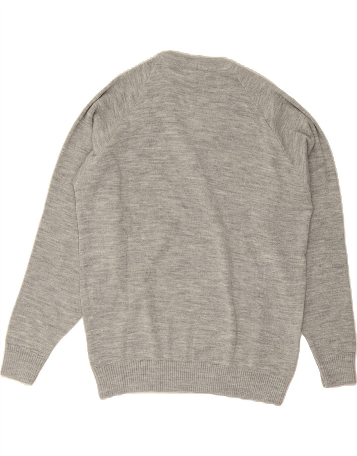 VINTAGE Mens V-Neck Jumper Sweater IT 40 Medium Grey Flecked Acrylic Vintage Vintage and Second-Hand Vintage from Messina Hembry 