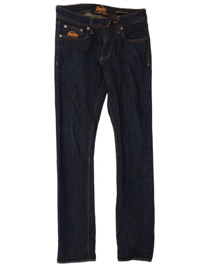 SUPERDRY Womens Slim Jeans W28 L32 Navy Blue Cotton Classic