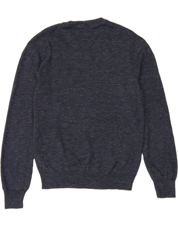 J. CREW Mens Crew Neck Jumper Sweater Medium Navy Blue Flecked Cotton Vintage J. Crew and Second-Hand J. Crew from Messina Hembry 