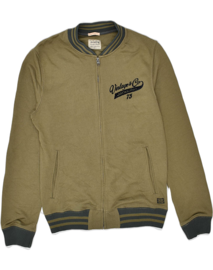 JACK & JONES Mens Tracksuit Top Jacket Small Khaki Polyester | Vintage | Thrift | Second-Hand | Used Clothing | Messina Hembry 