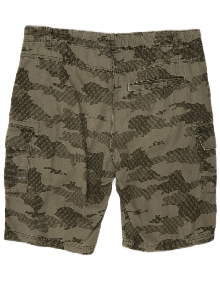 BENETTON Boys Cargo Short 13-14 Years 3XL W30 Khaki Camouflage Cotton