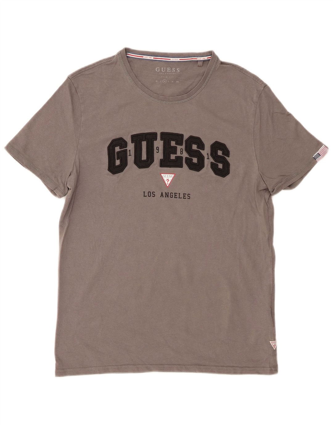 Γραφικό μπλουζάκι Guess Mens Slim Fit Top Μεσαίο γκρι βαμβακερό
