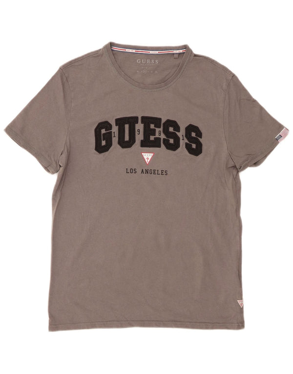Γραφικό μπλουζάκι Guess Mens Slim Fit Top Μεσαίο γκρι βαμβακερό